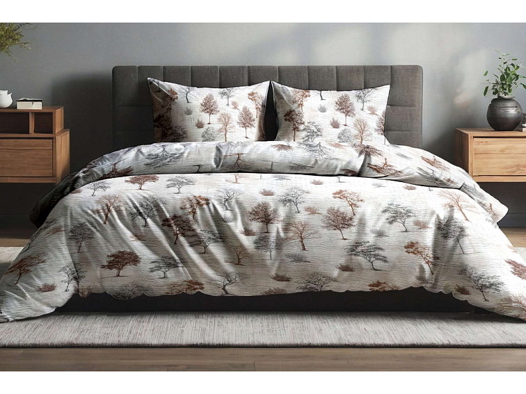 Krepové obliečky Stíny stromov - hnedé