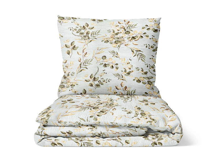 Krepová posteľná bielizeň Eukalyptová harmónia