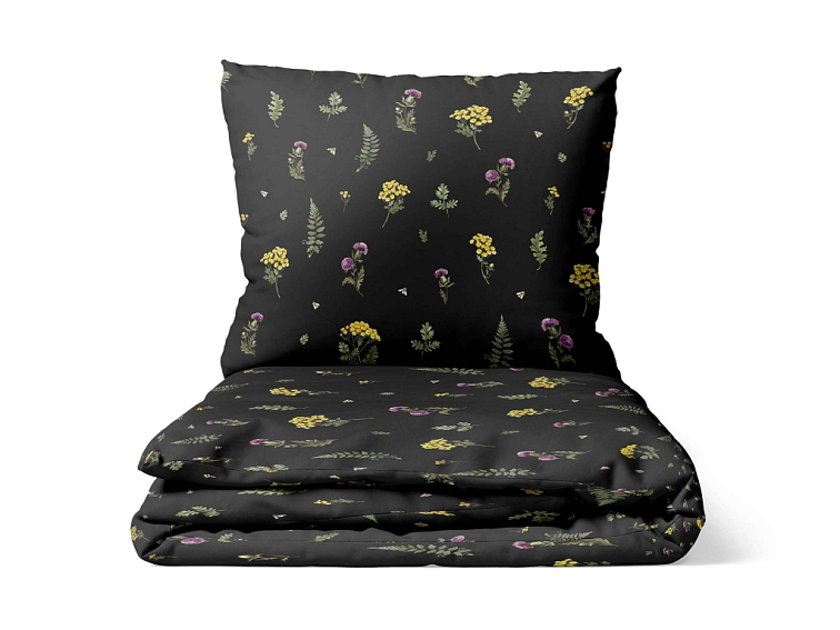 Bavlnené posteľné prádlo Vôňa vidieka - čierne