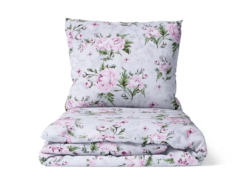 Bavlněné povlečení Pivoňková zahrada - šedá