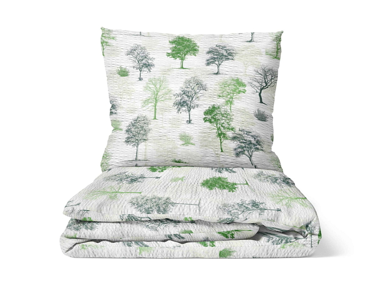 Krepové posteľné prádlo Stíny stromov - zelené