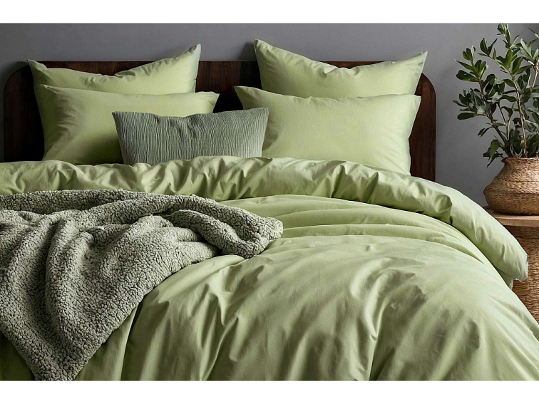 Bavlnené posteľné prádlo Jednobarevné perkálové - pistáciové