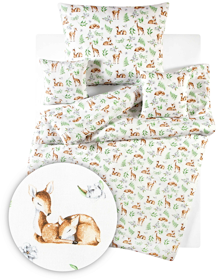 Bavlněné povlečení Srnka na pasece - světle šedé