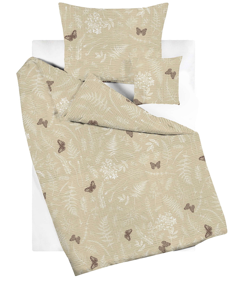 Krepové povlečení V kapradinách - hnědobílá