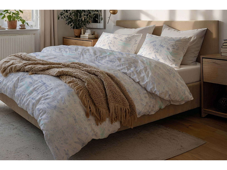 Krepové povlečenie Vážky - tyrkysová