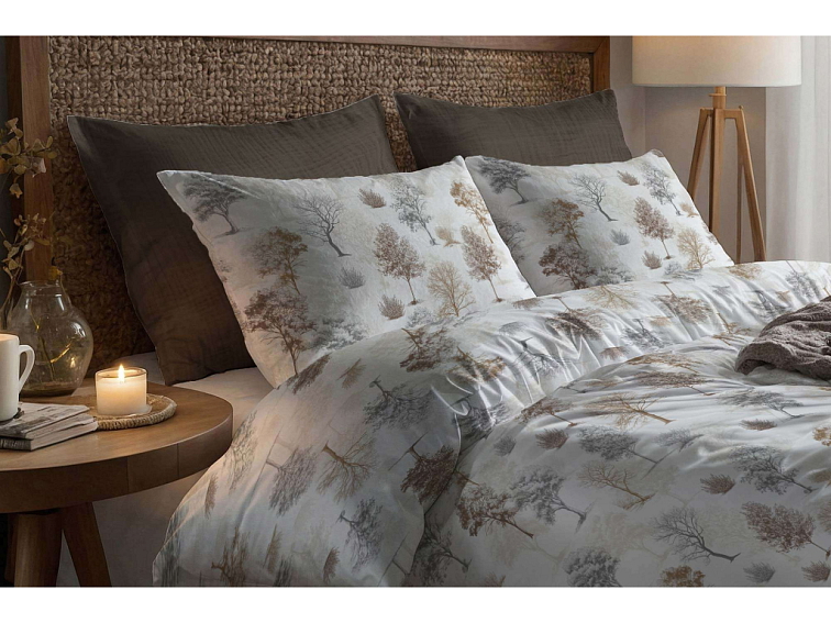 Bavlněné povlečení Stíny stromů - hnědé