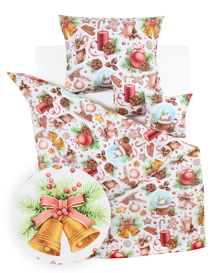 Bavlněné povlečení Vánoční perníček bílé