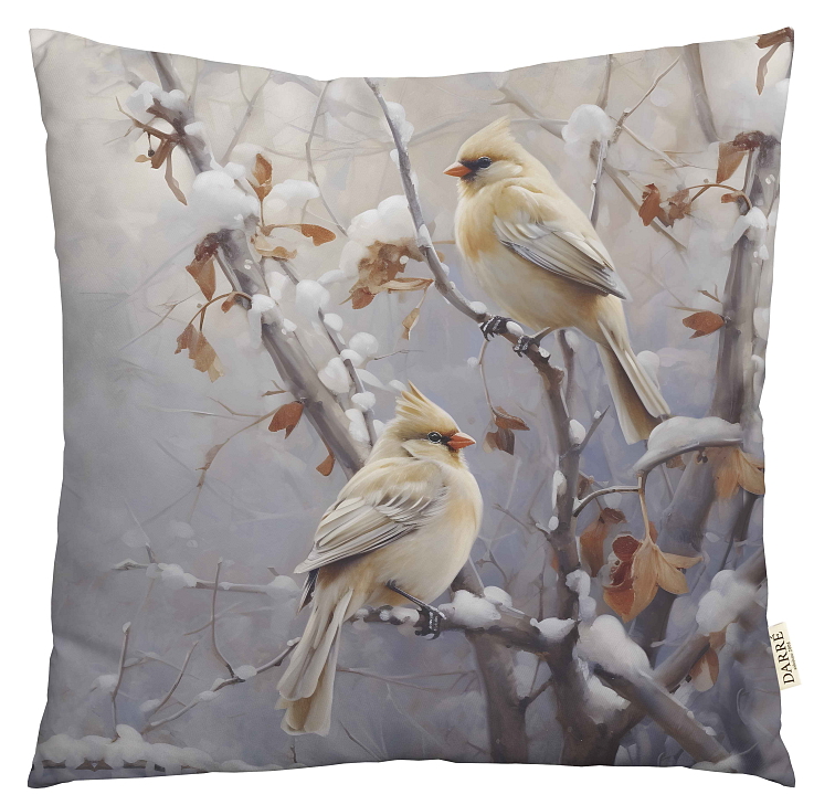 Dekorační povlak na polštářek Ptáčci v zimě - 1. varianta