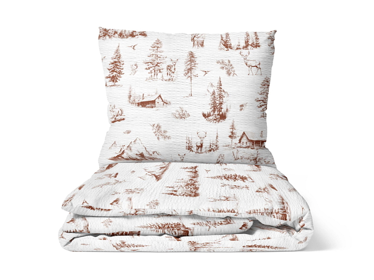 Krepové povlečení Divoká příroda - hnědé