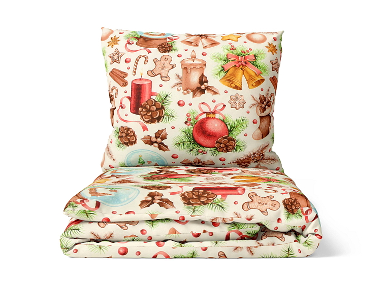 Bavlněné povlečení Vánoční perníček béžové