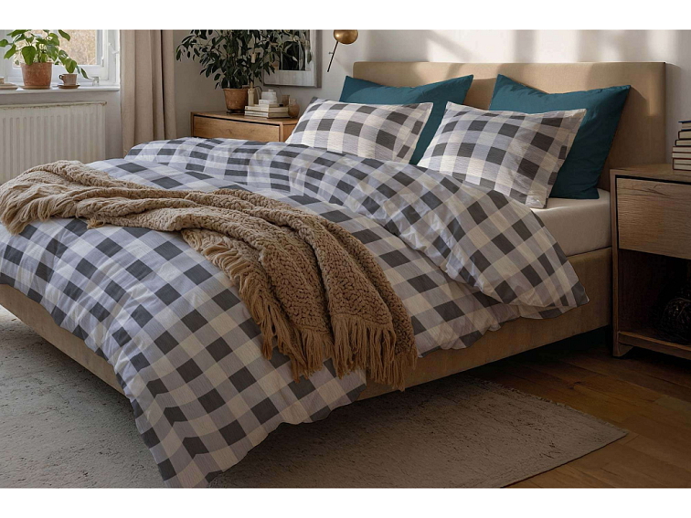 Krepová bielizeň Kostky - šedé