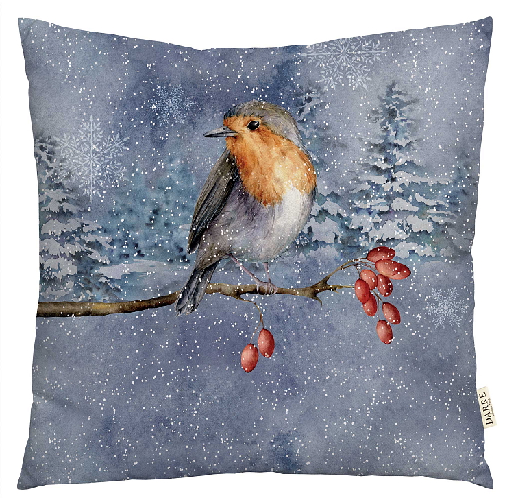 Dekorační povlak na polštářek Červenka v zimě