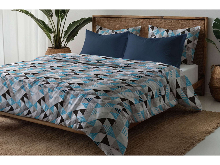 Krepová posteľná bielizeň Triangl - tyrkysová 2