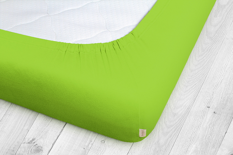 Jersey prostěradlo žlutozelené na výšku matrace do 20 cm