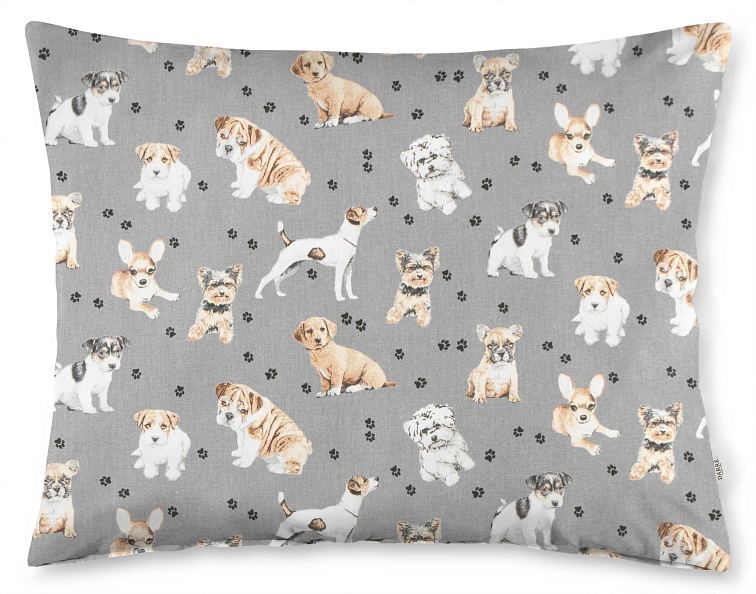 Bavlněné povlečení do postýlky Roztomilí pejsci - šedé