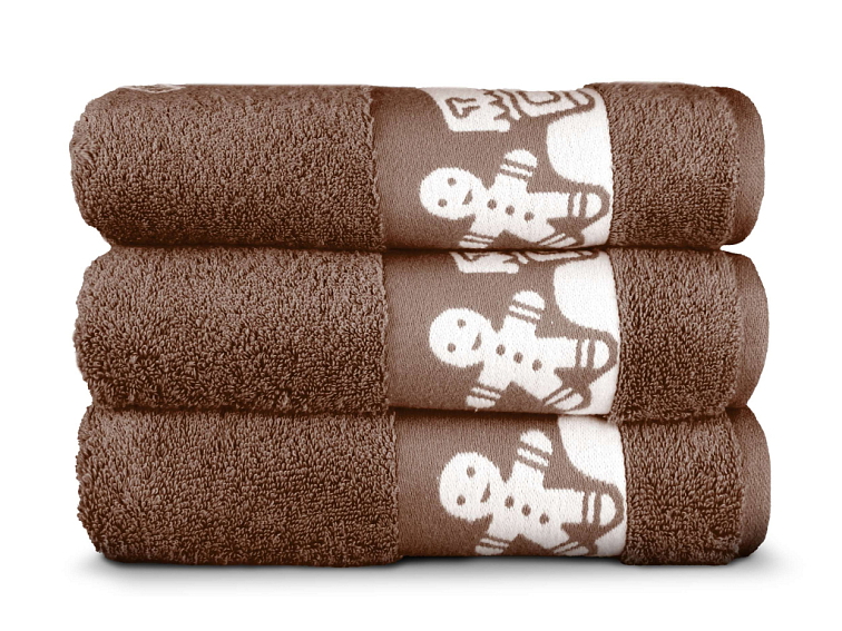 Ručníky a osuška Vánoční perníčky - hnědá