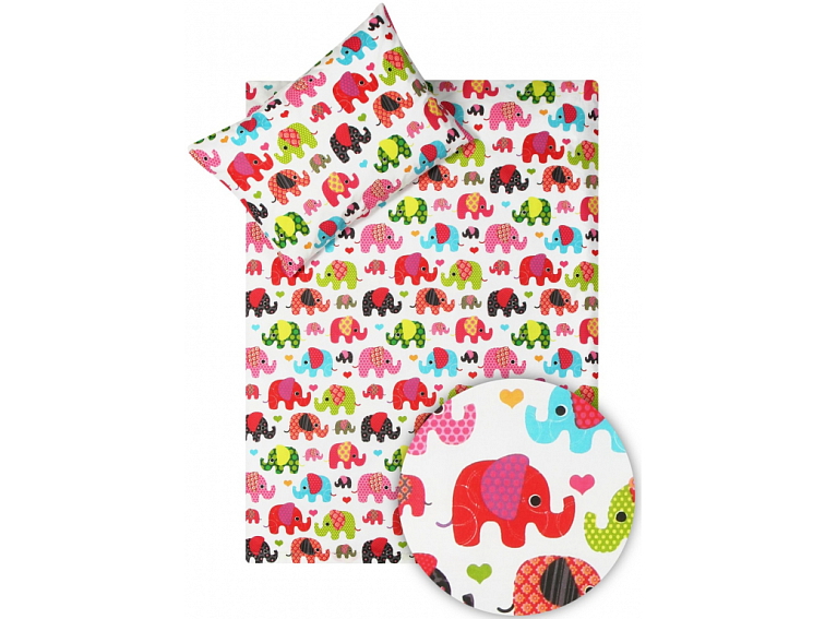 Bavlněné povlečení do postýlky Sloni růžový