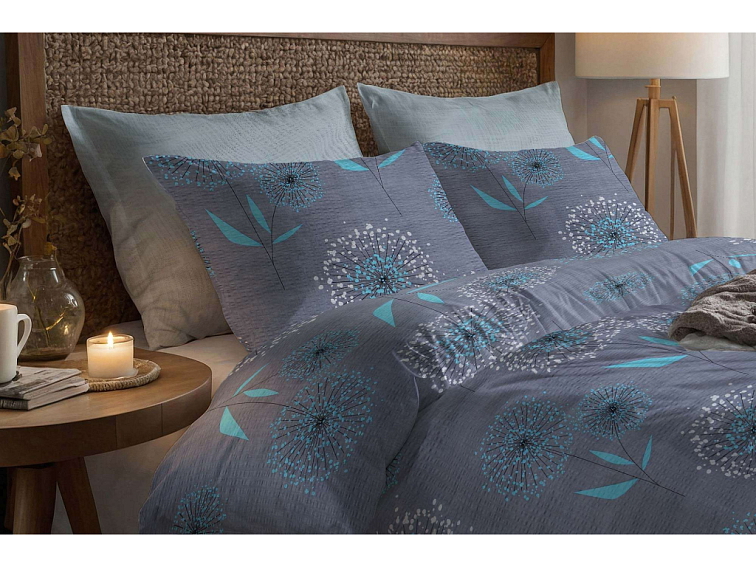 Krepové povlečení Pampelišky - tyrkysová