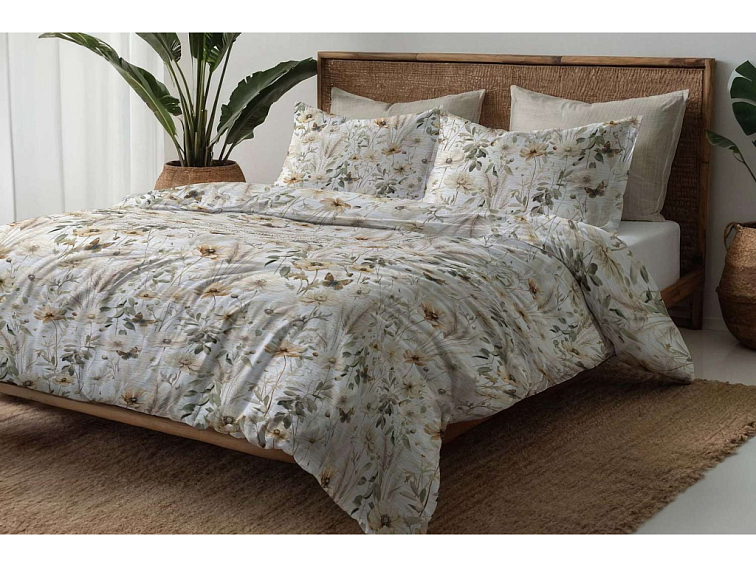 Krepové povlečení Květinová zahrada - bílé