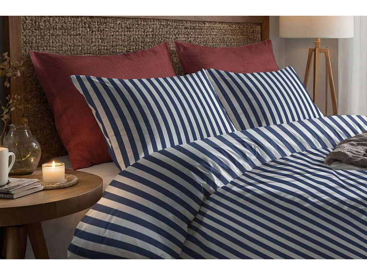 Bavlněné povlečení Proužek - modré