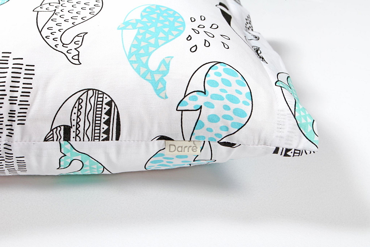 Bavlněné povlečení do postýlky Velryby tyrkysové