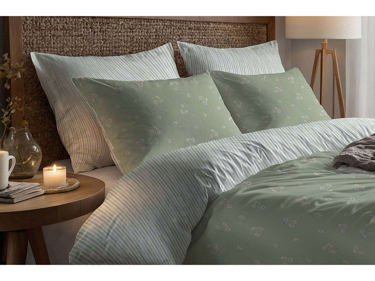 Bavlněné povlečení Sedmikrásky - zelené