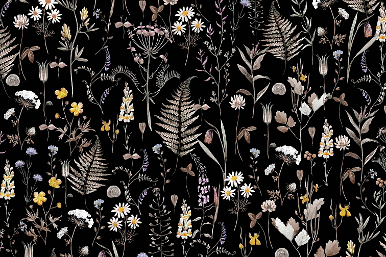 Bavlněné prostírání na stůl Dotek přírody - černé