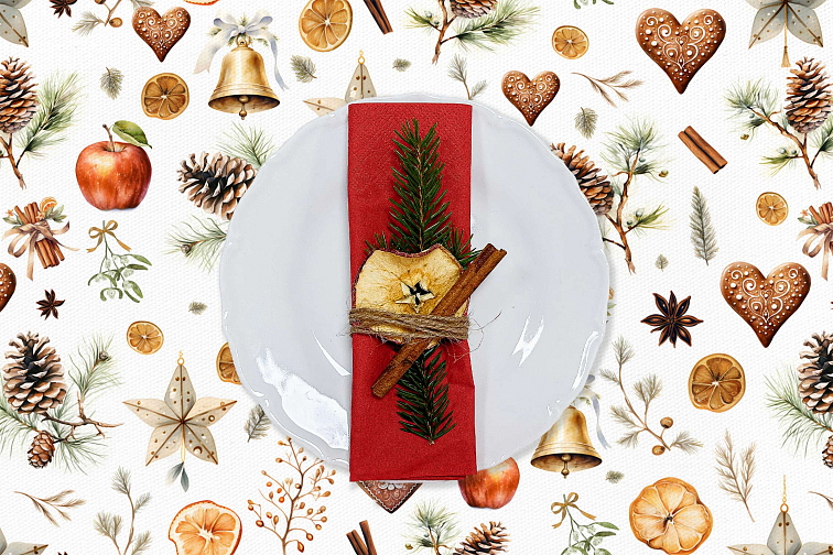 Bavlněné prostírání na stůl Voňavé Vánoce