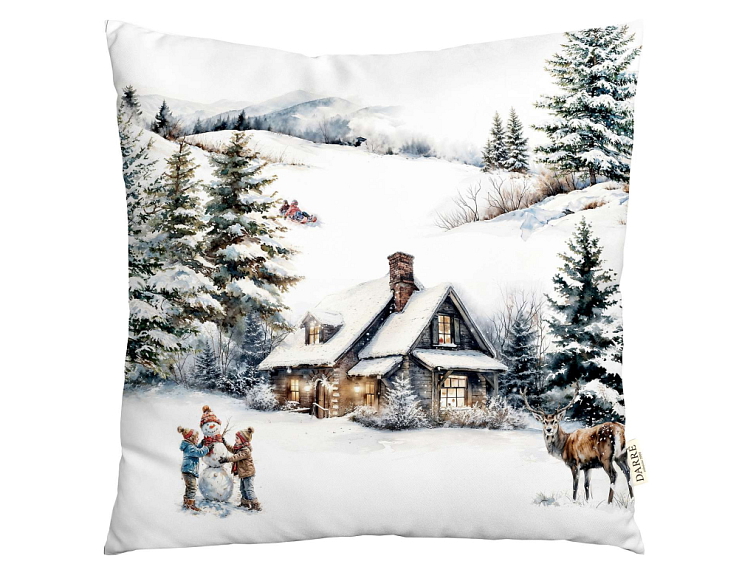 Dekorační povlak na polštářek Vánoce na horách