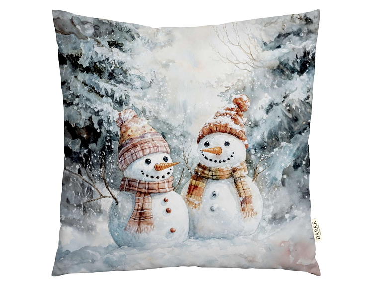 Dekorační povlak na polštářek Vánoční sněhuláci