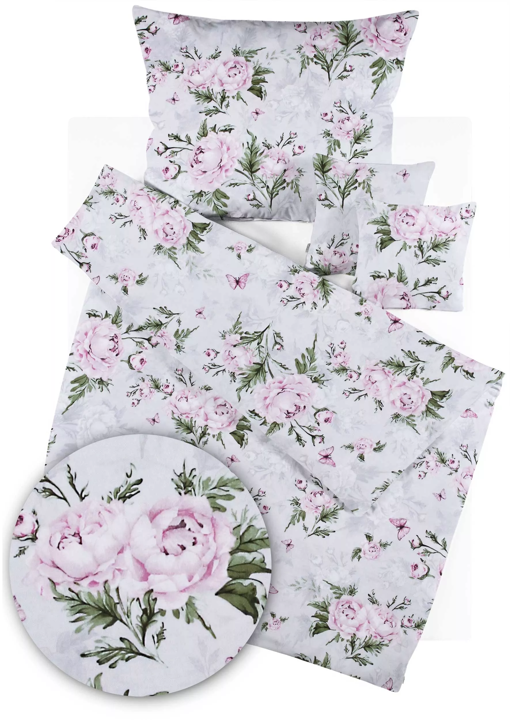 Bavlněné povlečení Pivoňková zahrada - šedá