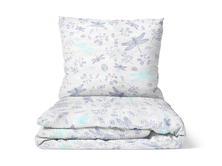 Krepové povlečenie Vážky - tyrkysová