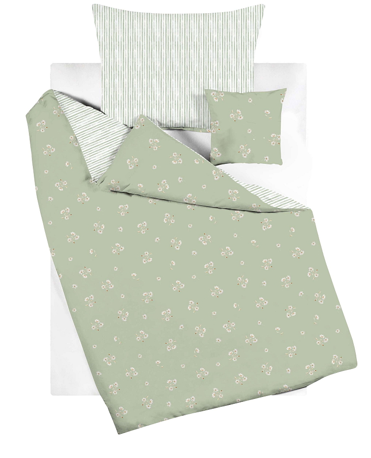 Bavlněné povlečení Sedmikrásky - zelené