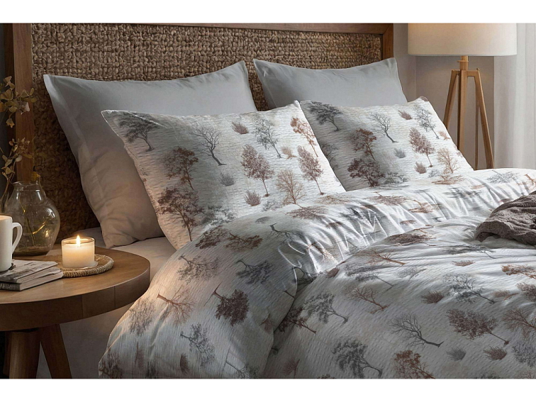 Krepové obliečky Stíny stromov - hnedé