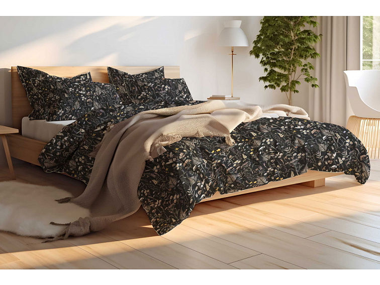 Bavlněné povlečení Dotek přírody - černá od Darré