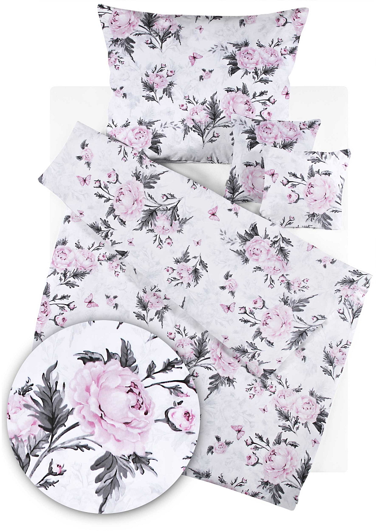 Bavlněné povlečení Pivoňková zahrada - bílá