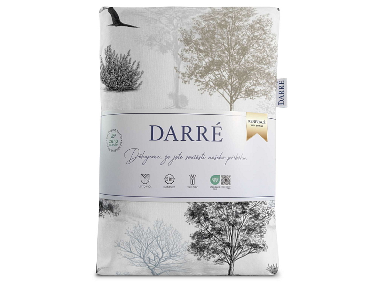 Bavlněné povlečení Stíny stromů s pruhem - zemité