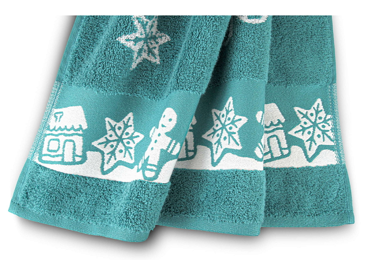 Ručníky a osuška Vánoční perníčky - tyrkysová
