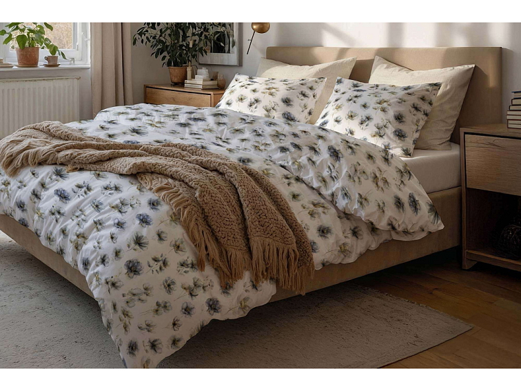 Bavlnené obliečky Kvetinové pohladenie - biele