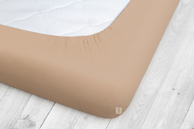 Jersey prostěradlo světle hnědé na výšku matrace do 40 cm