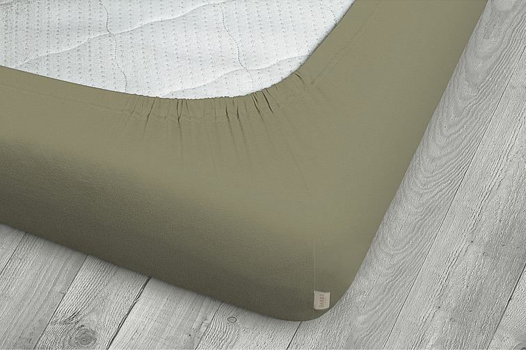 Jersey prostěradlo tmavé khaki na výšku matrace do 20 cm
