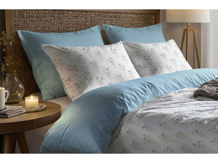 Bavlněné povlečení Něžné kvítí nebesky modré - duo