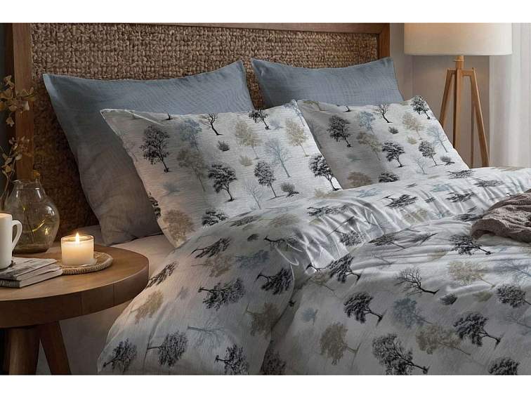 Krepové povlečení Stíny stromů - zemité