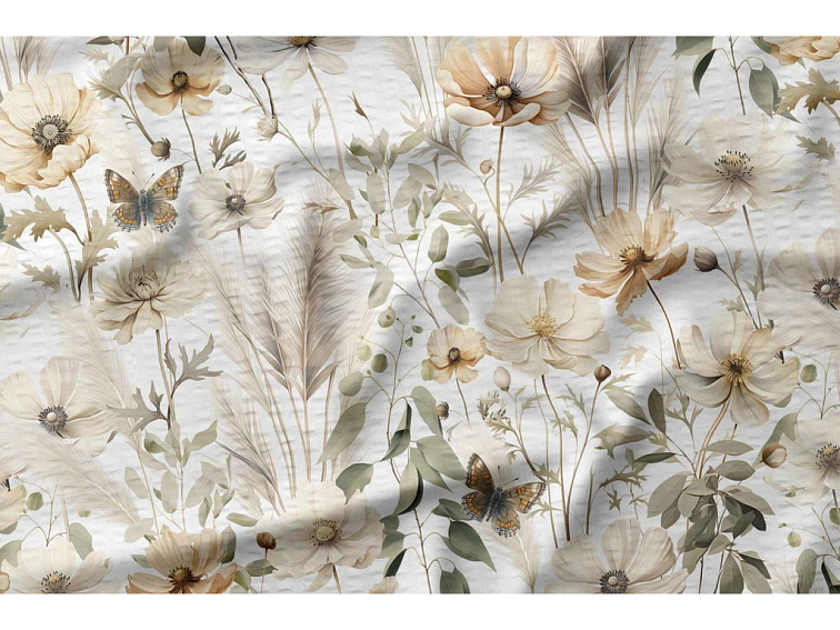 Krepové povlečení Květinová zahrada - bílé