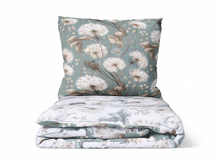 Bavlněné povlečení Pampeliškový sen - smaragdová - duo