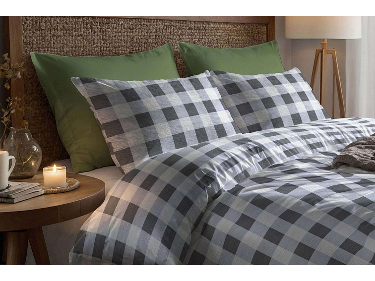 Krepová bielizeň Kostky - šedé