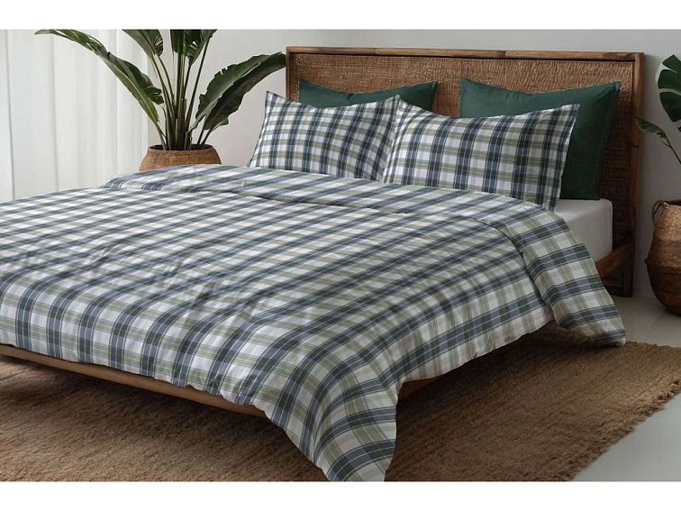 Bavlněné povlečení Kostka - modrozelené