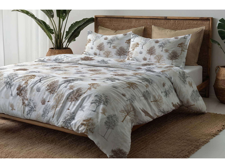 Bavlněné povlečení Stíny stromů - hnědé