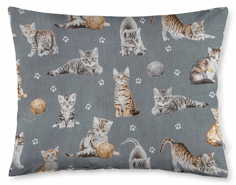 Bavlněné povlečení do postýlky Roztomilé kočičky šedé