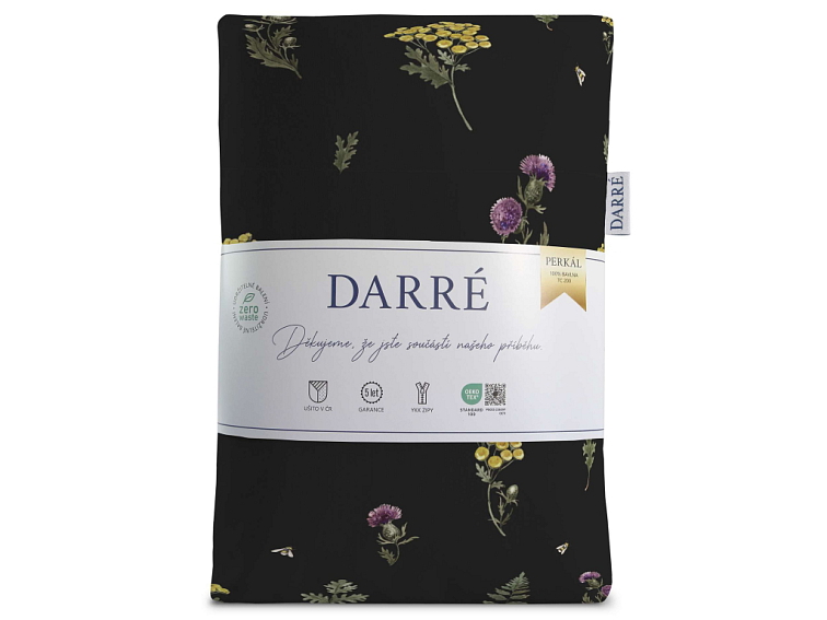 Bavlnené posteľné prádlo Vôňa vidieka - čierne